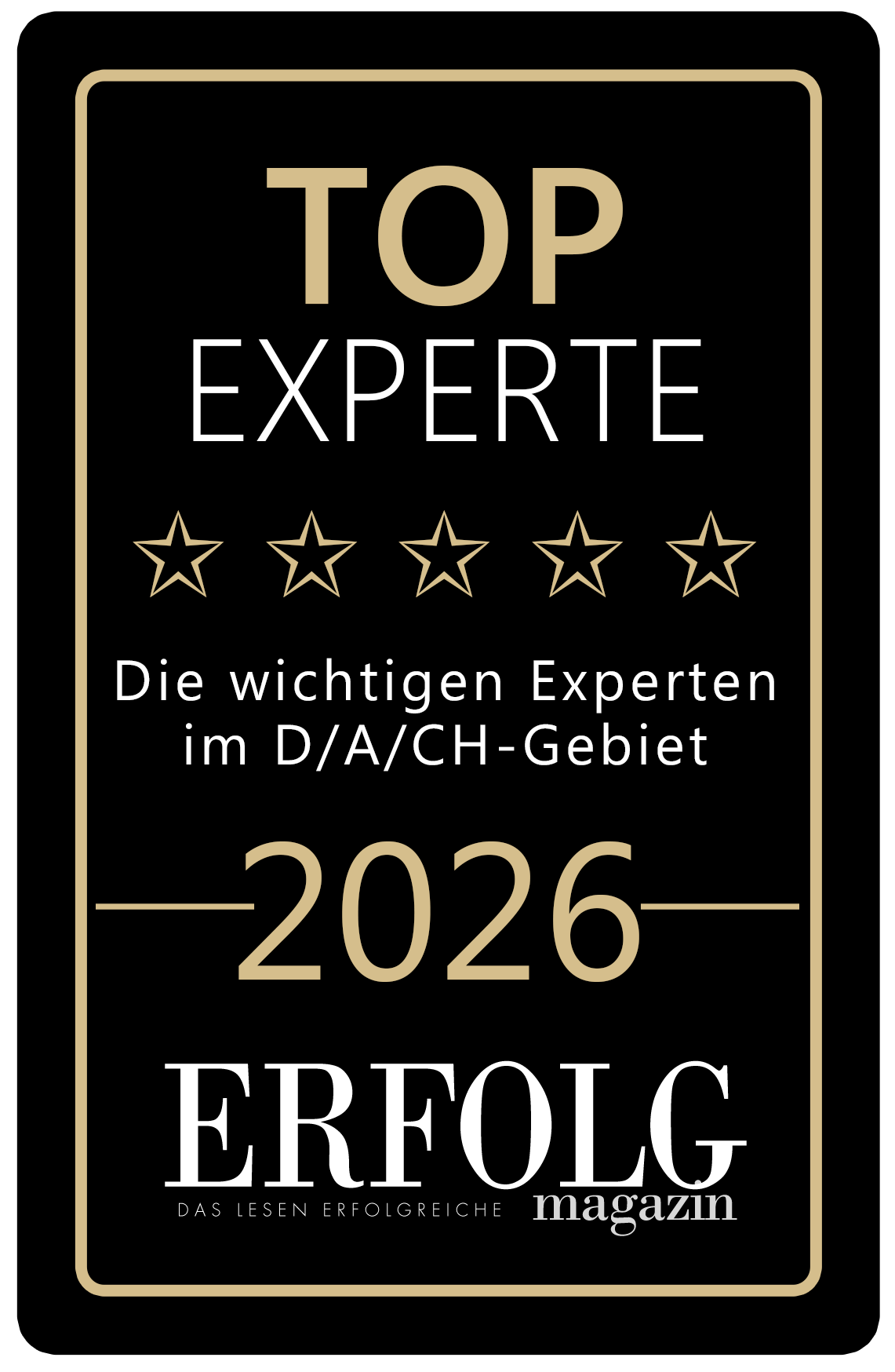 Top Experte D/A/CH 2026 — Erfolg Magazin